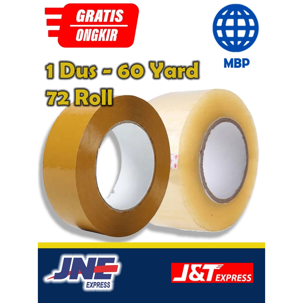 

Lakban Bening Coklat 45 mm 60 Yard - 72 Roll