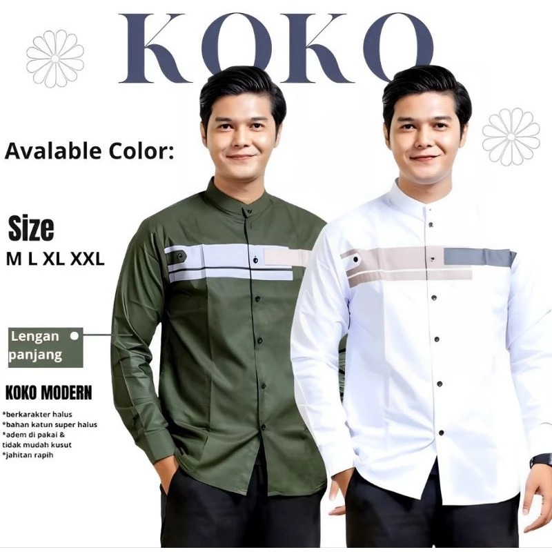 Baju koko pria dewasa lengan panjang terbaru / Baju Muslim Koko Pria / Baju Koko Kurta Pakistan / Ba