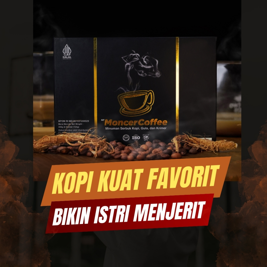 

MONCEER COFFEE KOPI ORIGINAL Suplemen Penambah Kekuatan Pria Tahan Lama Di Ranjang BPOM HALAL HERBAL