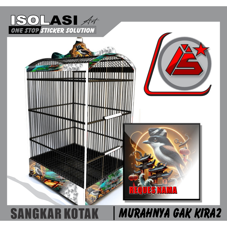 CENDET ( hanya sticker bukan sangkar) decal sticker sangkar kotak 40x40.40x43.kosan.bnr