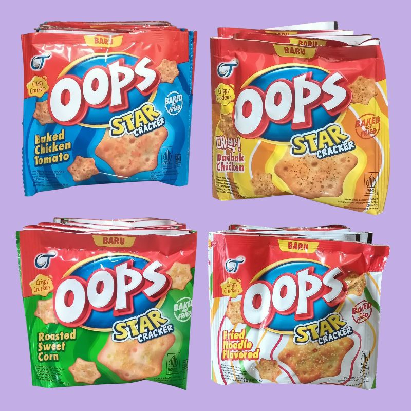 

OOPS STAR Crackers All Varian Rasa Biskuit Bentuk Bintang10gr [10 bungkus/renceng]