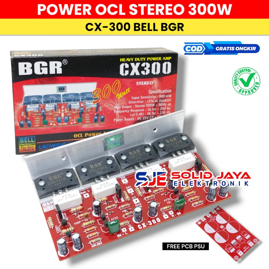 KIT POWER OCL 300W STEREO CX300 KIT POWER AMPLIFIER  AMPLI STEREO 300 WATT W TR SANKEN 2 OCL 300W 30