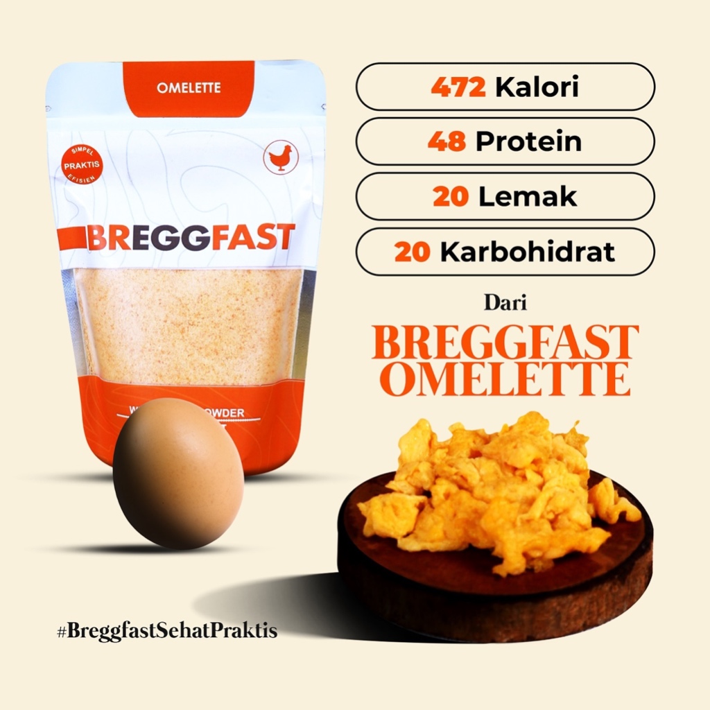 

Omelette+ || Whole Egg Powder Plus || Tepung Telur Utuh Bumbu || Telur Dadar Bumbu BREGGFAST 100 Gram Halal