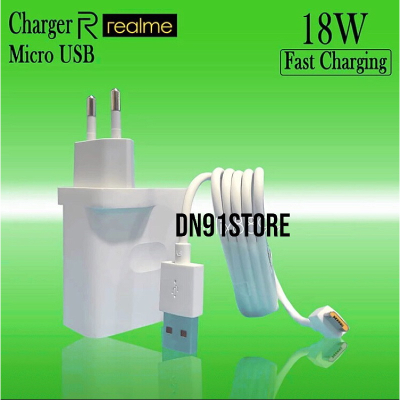 Charger Casan Realme C11 C12 C15 C20 C21 C21Y C25Y C30 C31 C33 18 Wat Usb To Micro Fast Charging