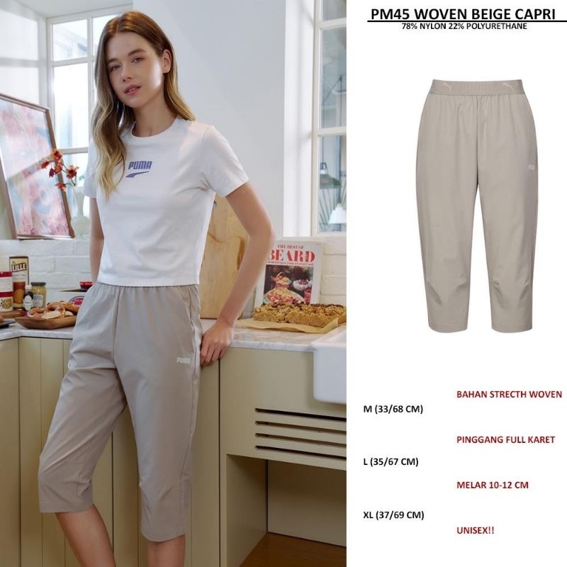 Celana Capri Stretch Woven Jumbo Puma PM45 Wanita Pinggang Karet Pants NF W17NOV24