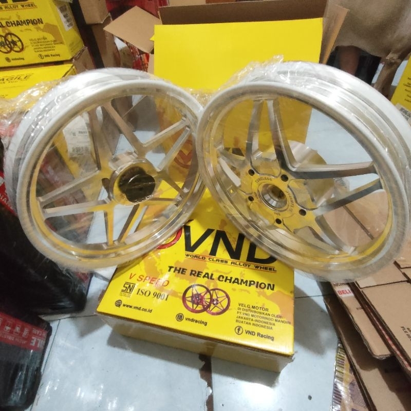 VELG VND ORIGINAL V SPEED V1 PALANG BINTANG LANGIT RING 14 UKURAN 1.85/2.15-14 HONDA BEAT KARBU/DELU