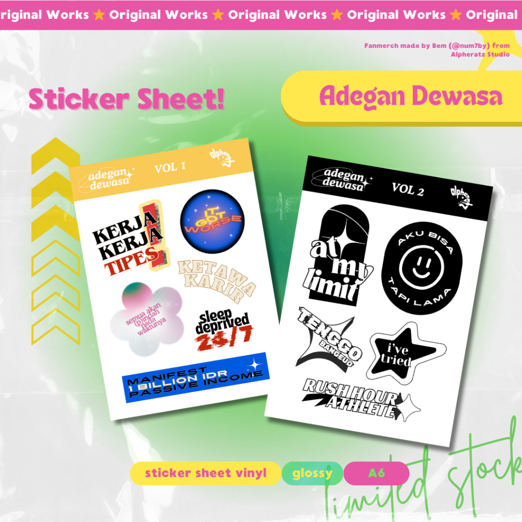 

Sticker Sheet Vinyl Kiss Cut A6 - Adegan Dewasa / Stiker Laptop / Stiker Decor /Stiker Tumblr