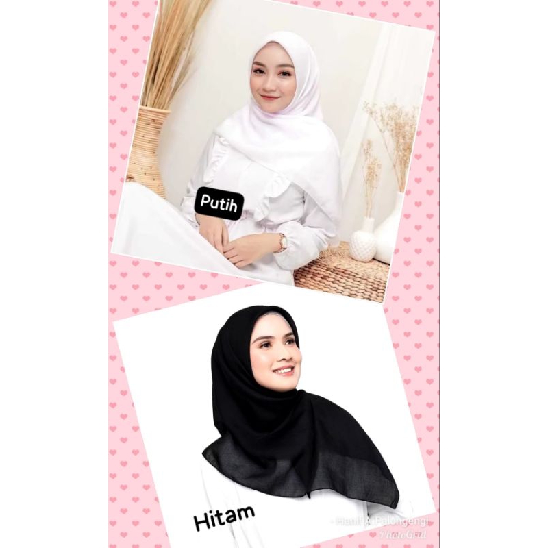 Jilbab hijab sekolah bella square hitam putih