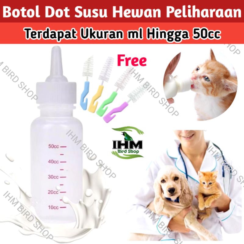 IHM - Botol Dot Susu Kucing Anjing Kelinci Hamster Nipel Kecil 50ml Bahan Silikon Lentur Dot Botol V