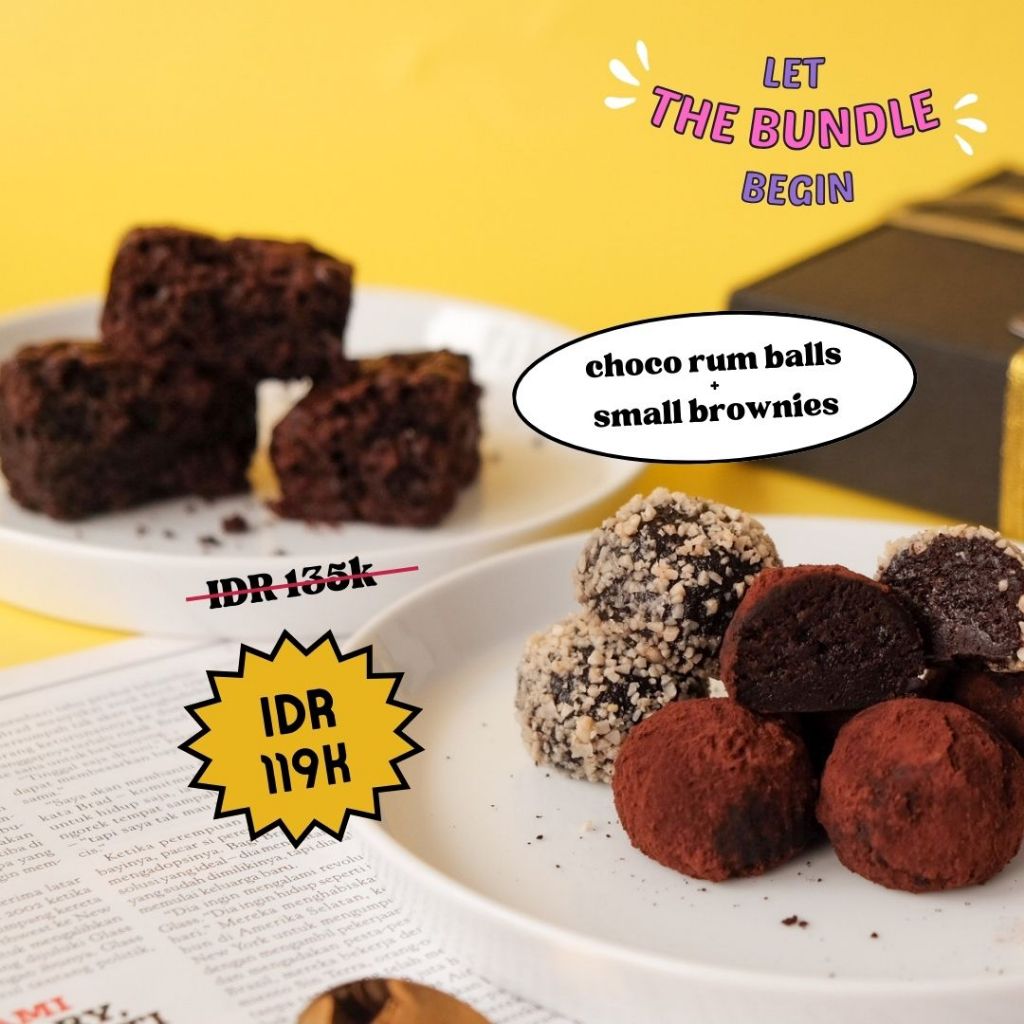 

Kue Oy Bundle Promo - Fudgy Brownie & Choco Rum Balls - Birthday Cake Hampers Parcel Ulangtahun