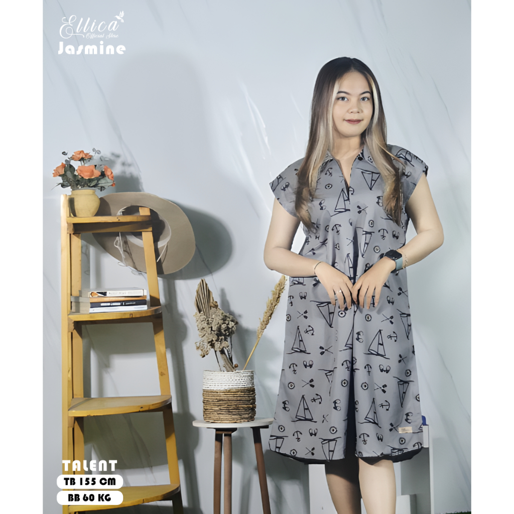 Daster Kerah Pendek Selutut Daster Kerah Busui Resleting Daster Kekinian Motif