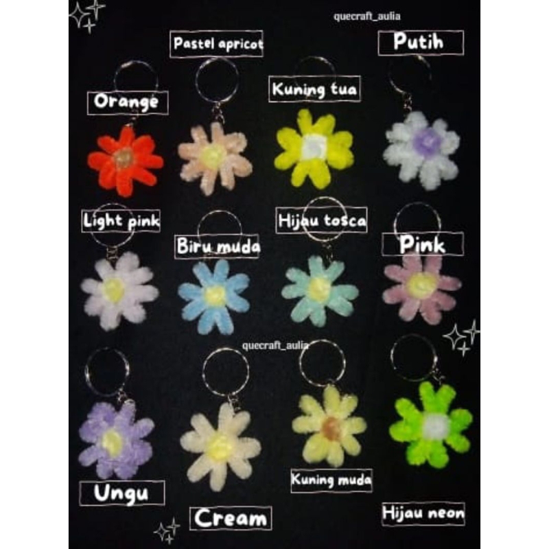Gantungan kunci kawat bulu bunga | Gantungan kunci kawat bulu | Keychain kawat bulu