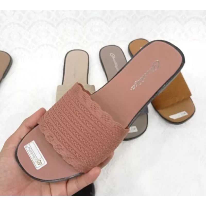 Sandal Slop Wanita Bahan Rajut Import Termurah