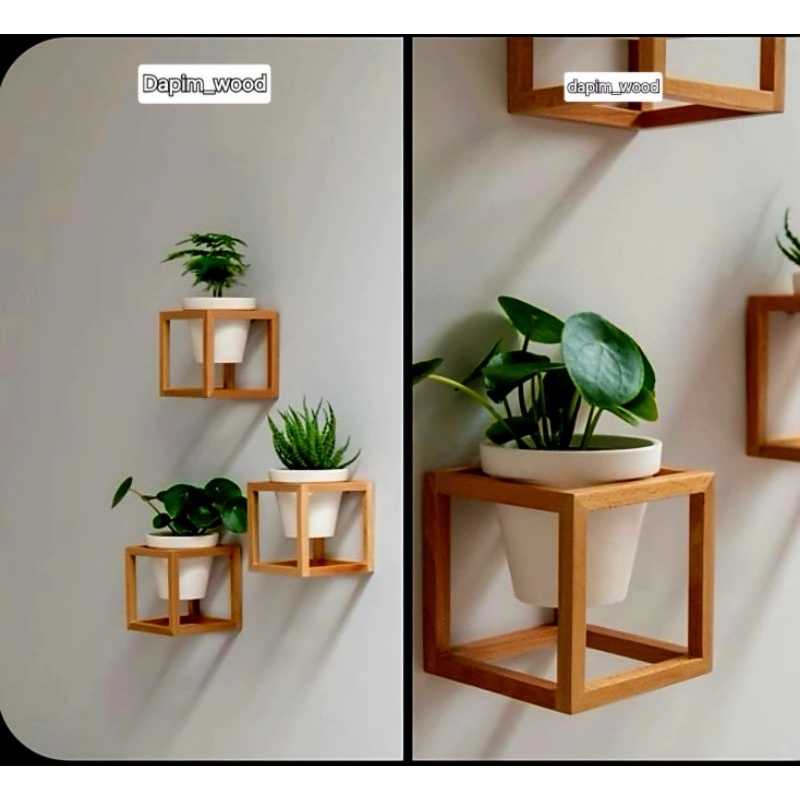 Standing pot tempat pot bunga gantung kayu