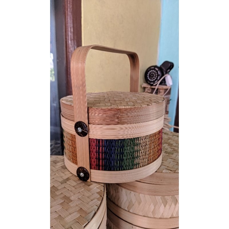 

hampers bambu parcel lebaran D20 1 susun anyaman biji padi