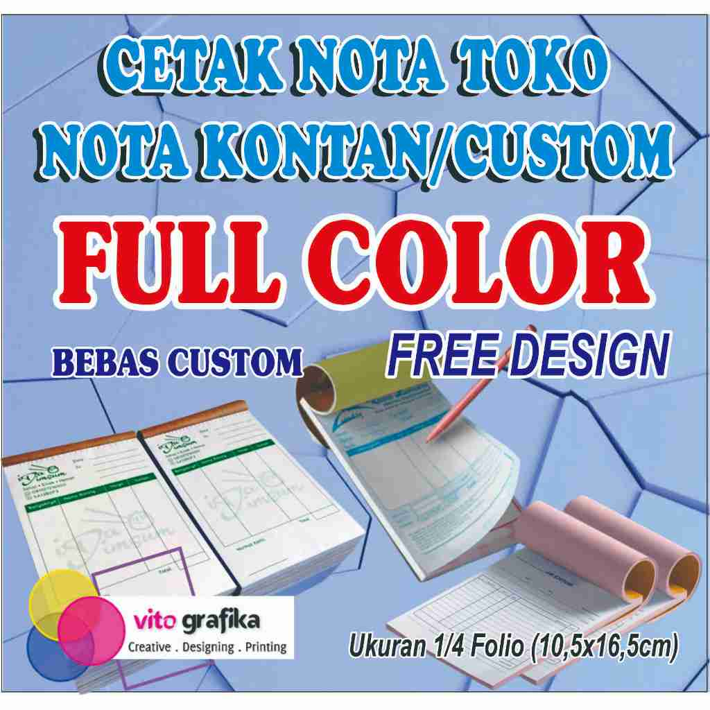 

Promo Cetak Nota Full Color, Nota kontan, Nota Custom, Nota penjualan, Nota Toko 1 play/2play/3play minimal order 8 buku dan kelipatan
