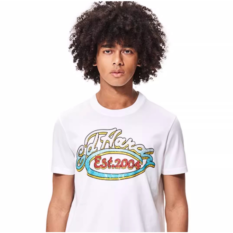 Ed Hardy Ed Hardy Kaos Pria Lengan Pendek Slim Fit Atasan Casual