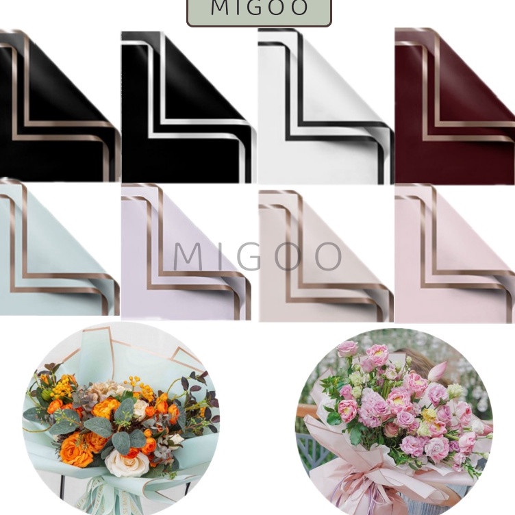 

Borong Hemat MiGoo 2 Lembar Kertas Flower Wrapping Gold Line Color List Gold Line Cellophane Kertas Buket Bunga Hand Bouquet Pembungkus Buket