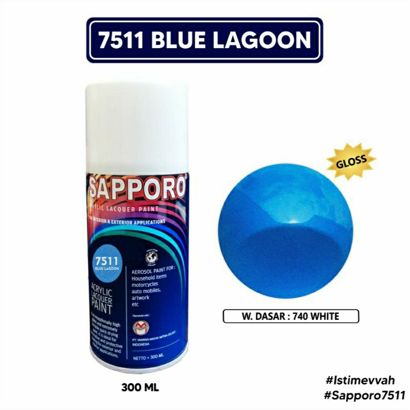 #MAU# Cat Semprot Sapporo 7511 Blue Lagoon 300ml Biru Air Cerah Metallic Cat Spray Duco Sapporo Ulti