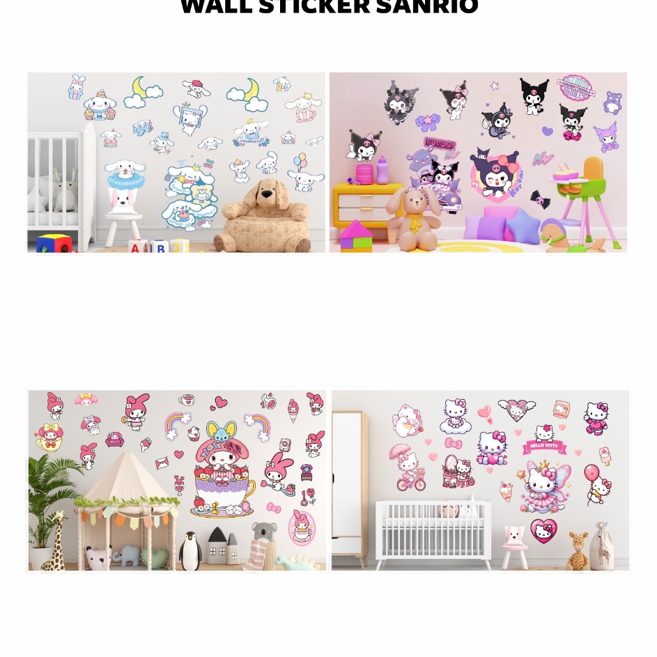 Harga Irit  Wall Sticker Sanrio Cartoon Stiker Dinding Wallsticker Ready Stok