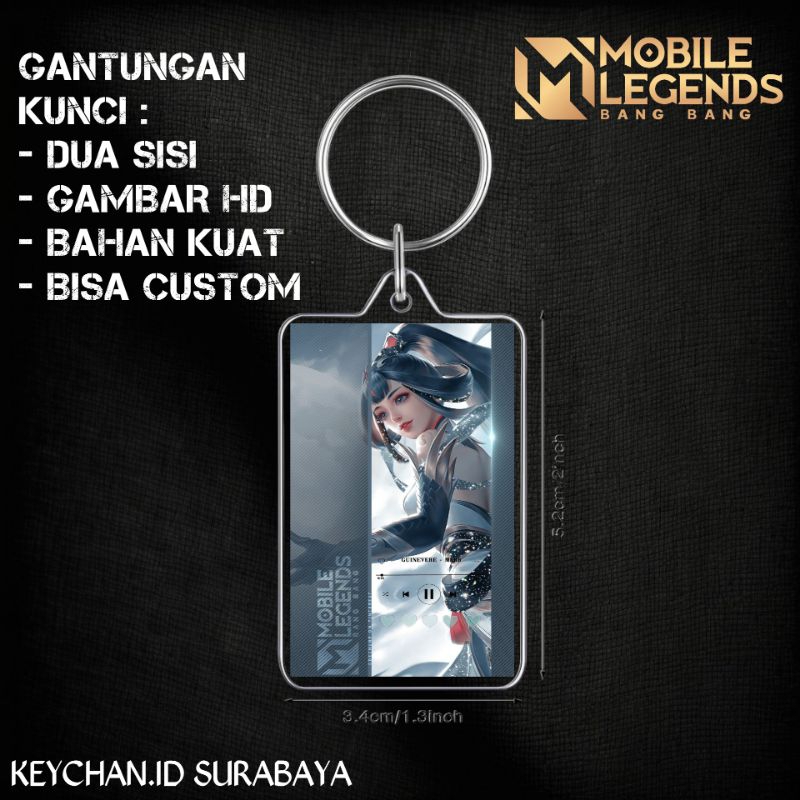 gantungan kunci akrilik dua sisi mobile legends skin epic guinever