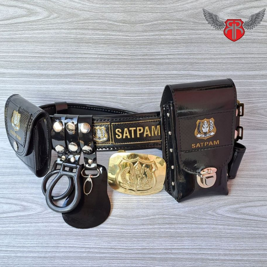 Kopel Sabuk Satpam Kulit Kilap Fullset Bangkol sabuk satpam lengkap