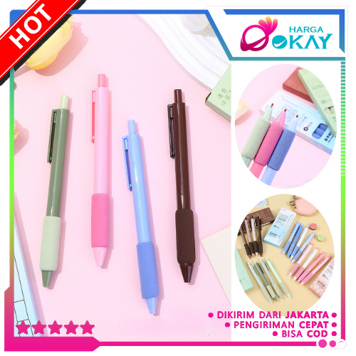 

HO Pulpen Mekanik 0.5mm Set Isi 4 Pcs Motif Polos Warna Pastel Dengan Bantalan Pena Empuk Set Pena Gel 0.5mm Lucu Pulpen Gel 4IN1 Warna Hitam Bolpoint Tinta Gel Cair 4 Pcs Journaling Pen Alat Tulis