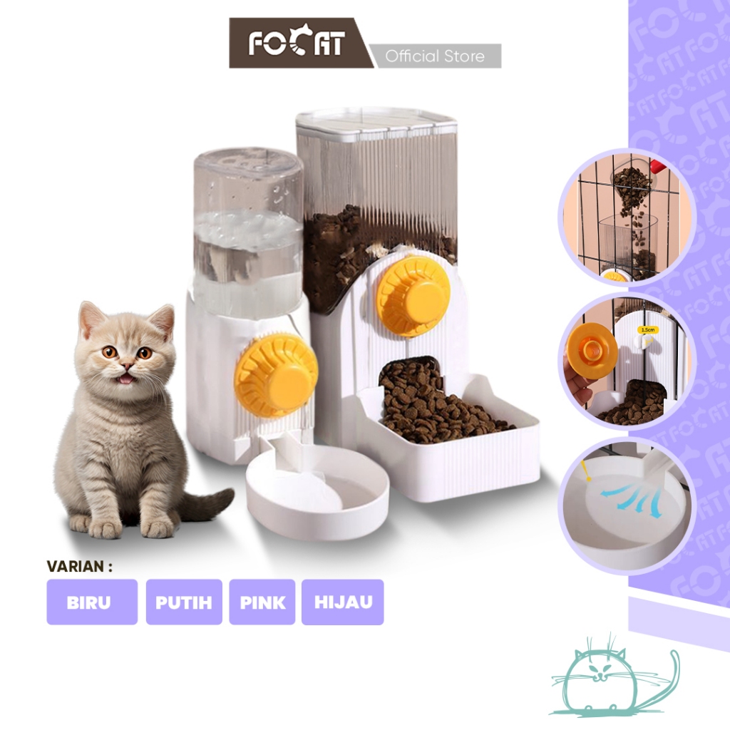 FOCAT Pet Feeder & Water Feeder Gantung untuk Kandang - Praktis, Awet, & Mudah Dibersihkan M93-M94