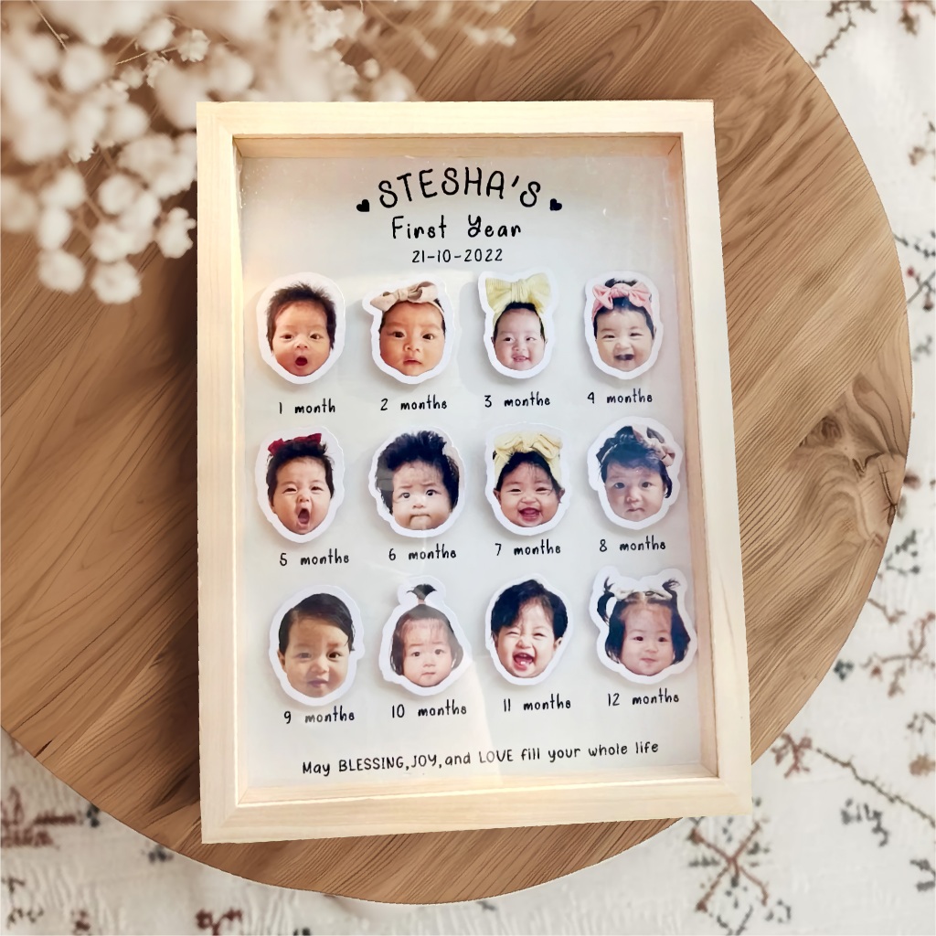 SOUV&GIFT | 3D FRAME POP UP BABY MILESTONE 1month-12months  | KADO BAYI CUSTOM | Bingkai Wajah Bayi 