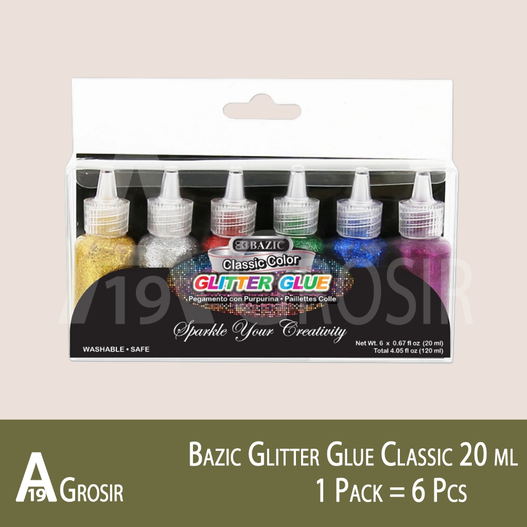 

(1PACK=6PCS) BAZIC Glitter Glue Classic Color 20 ml