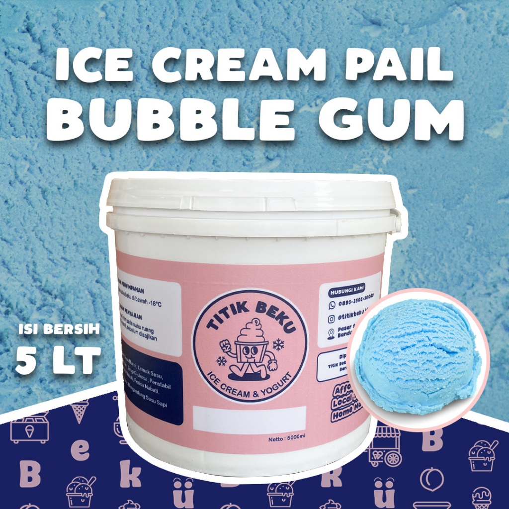 

TITIK BEKU ICE CREAM 5 LITER BUBBLE GUM / PERMEN / PAIL / EMBER / ES KRIM LITERAN