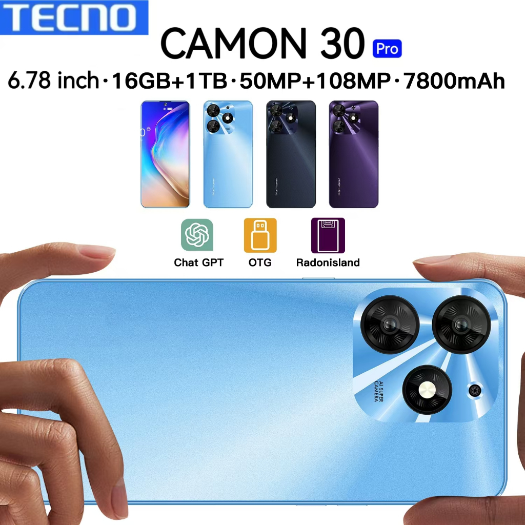 [Pengiriman lokal Bisa COD] 5G Smartphone Tecno Camon 30 Pro Layar 90hz FHD+ 6.78 inci Tampilan drop