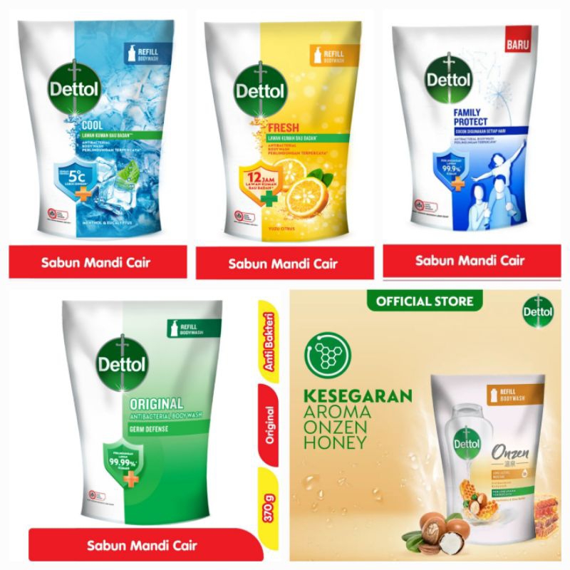 DETTOL body wash sabun mandi cair isi ulang 370gr