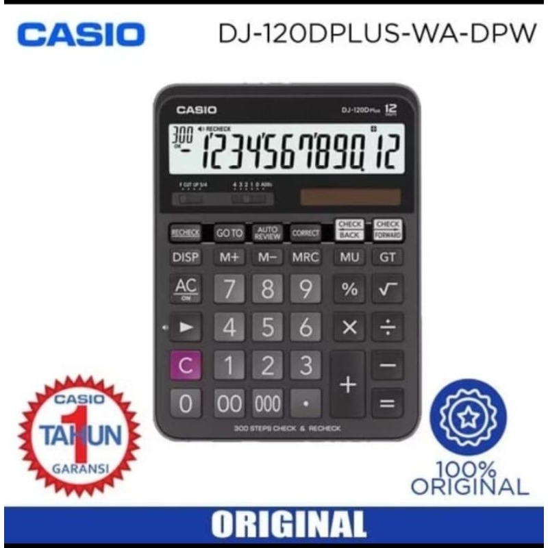 

KALKULATOR CASIO DJ 120D PLUS ORIGINAL 100% MERK CASIO BISA CHECK AND CORECT 12 DIGIT