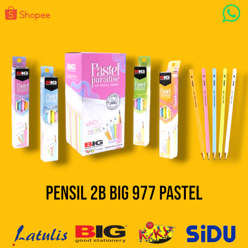 

12 Pcs BIG Pensil 2B Pastel Paradise Warna Elegan Graphite Pencil Extra Dark PS-977