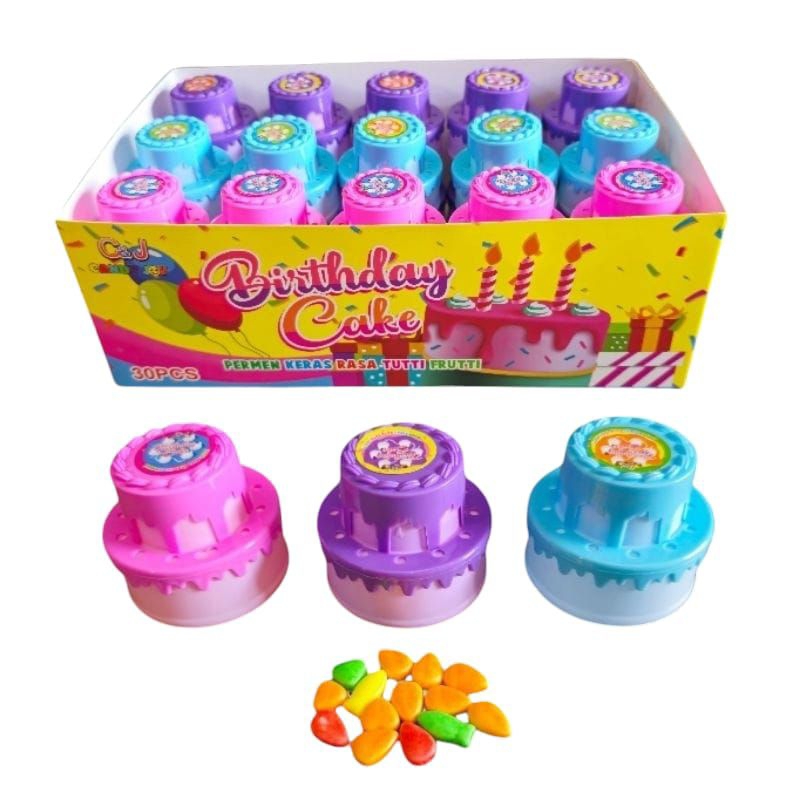 

Permen Keras rasa Tutti Frutty Birthday Cake C&J box isi 30 pcs