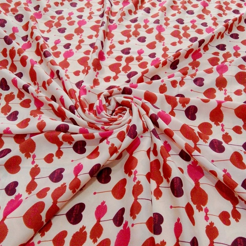 kain satin silk motif love // kain satin silk motif // kain meteran // harga persetengah meter