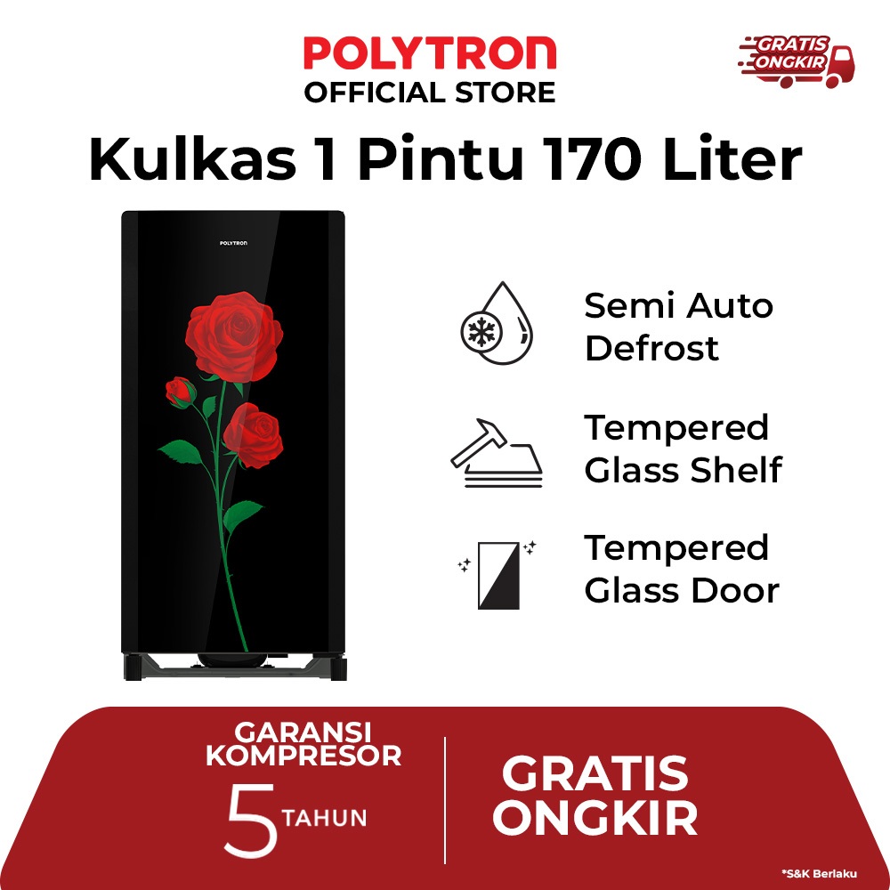 POLYTRON Kulkas 1 Pintu Belleza  Varia 170 liter PRA 17CRX