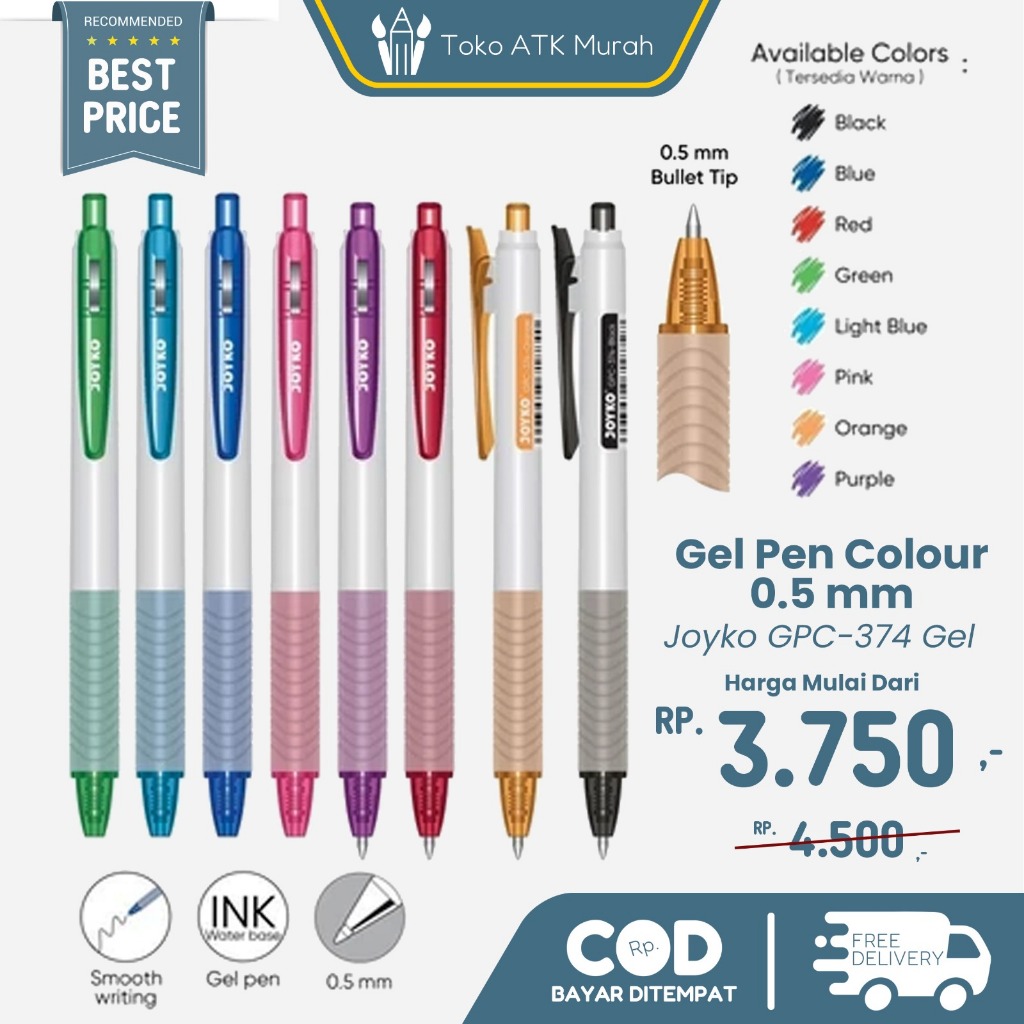 

Gel Pen Colour Joyko GPC-374 Gel 0.5 mm Pulpen Pena