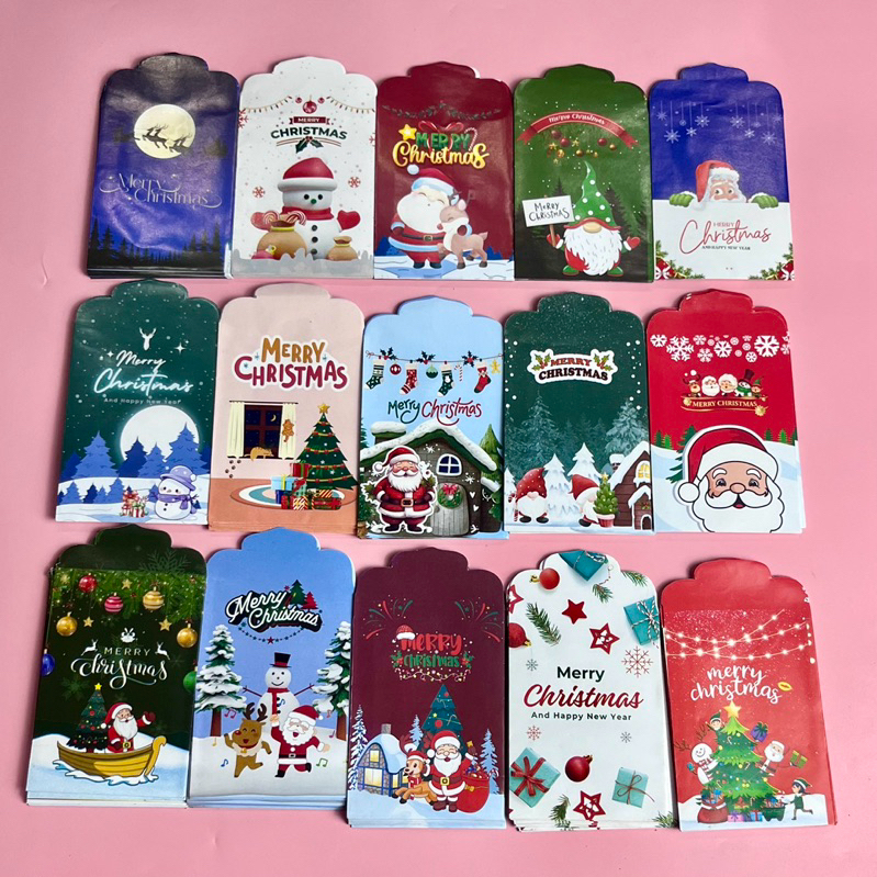 

Amplop lebaran hari raya merry christmas Isi 10 karakter santa natal lucu angpao Thr anak 2024 party kuy