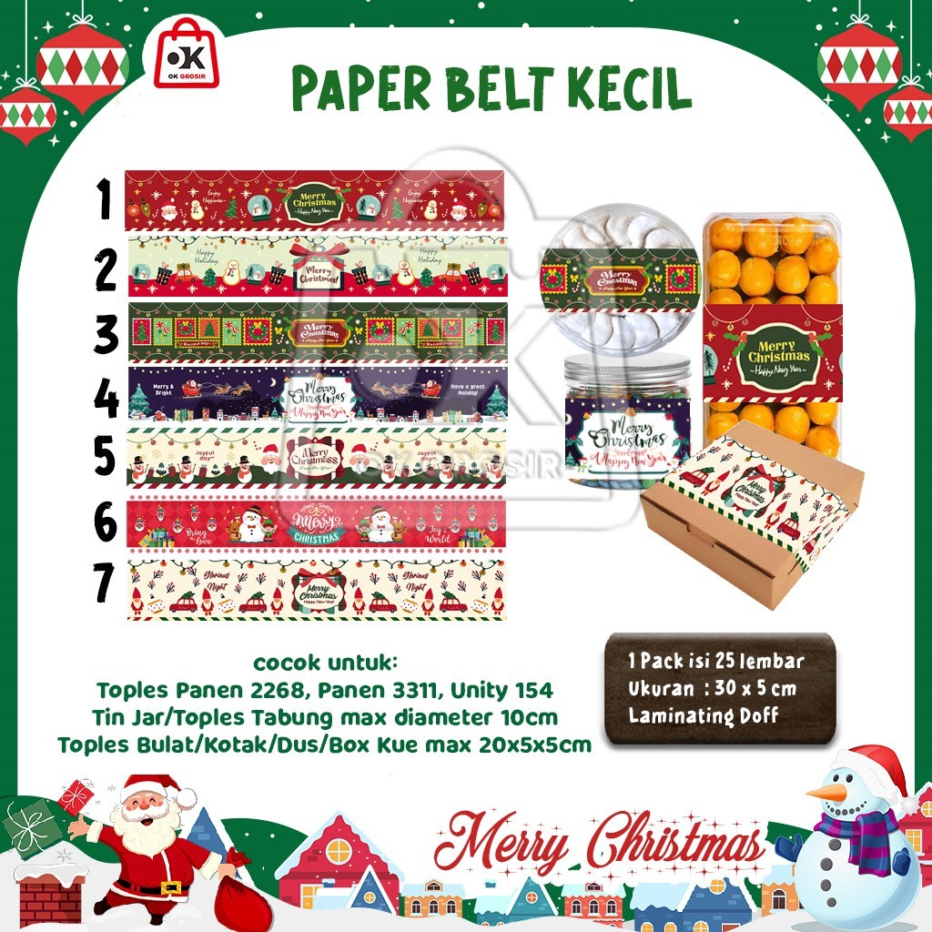 

Pita Toples Natal / Paper Belt Merry Christmas Kecil (Per 25 Lbr)