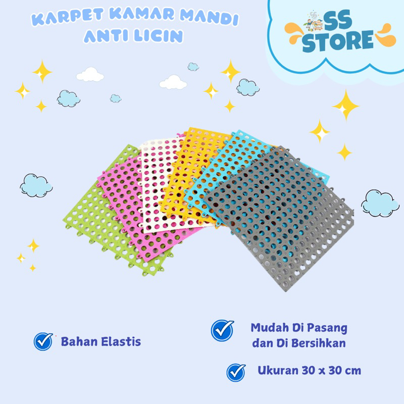 Karpet Karet Keset Kamar Mandi Berlubang Anti Licin Tebal Serbaguna