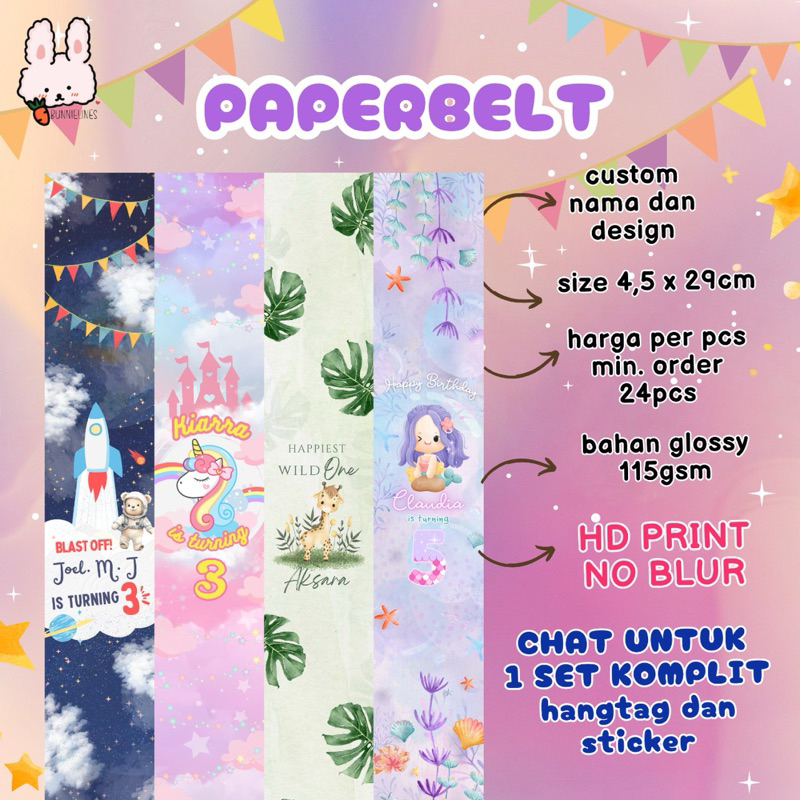 paperbelt ultah/ paperbelt undangan / birthday paperbelt/ bentobox belt