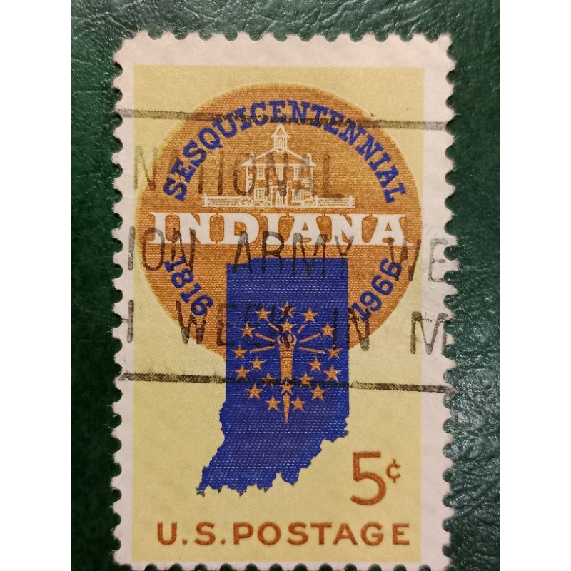 

Prangko USA 5 Cents INDIANA tahun 1966 USED