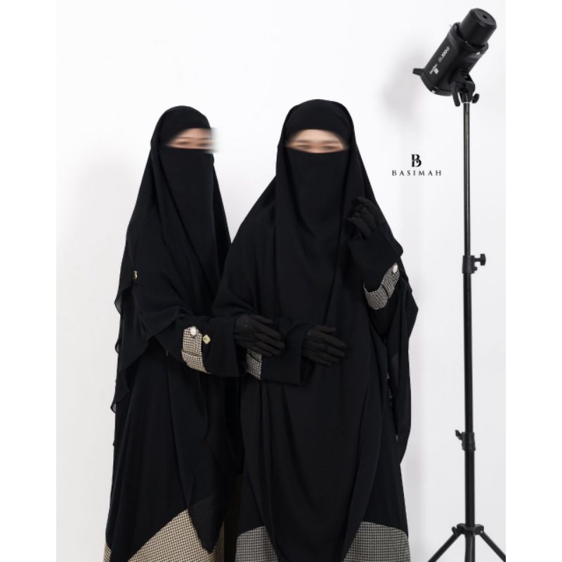 Set Abaya Aswad & French Khimar/Abaya Butik/FK Siffon Arab/Gamis umroh/Abaya Umroh Haji/Khimar Chiff