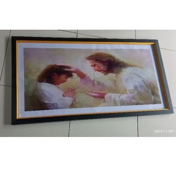 hiasan dinding plus bingkai Tuhan Yesus ukuran 100x50