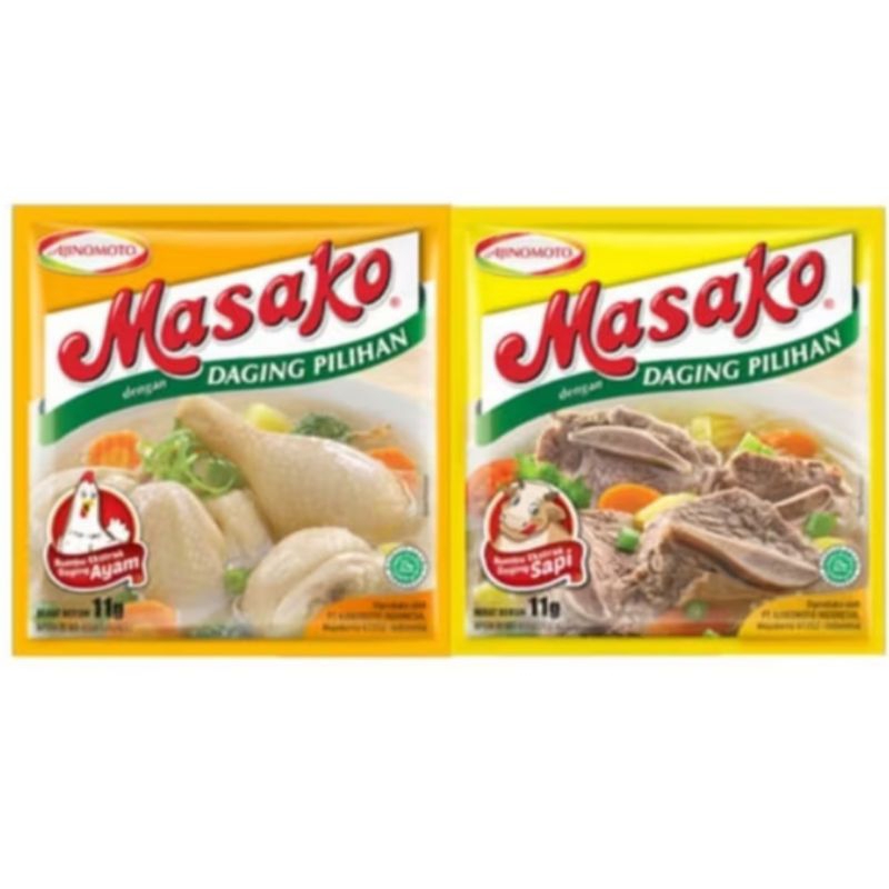 

Masako Bumbu Kaldu Ayam/Sapi Sachet Isi 12pcs