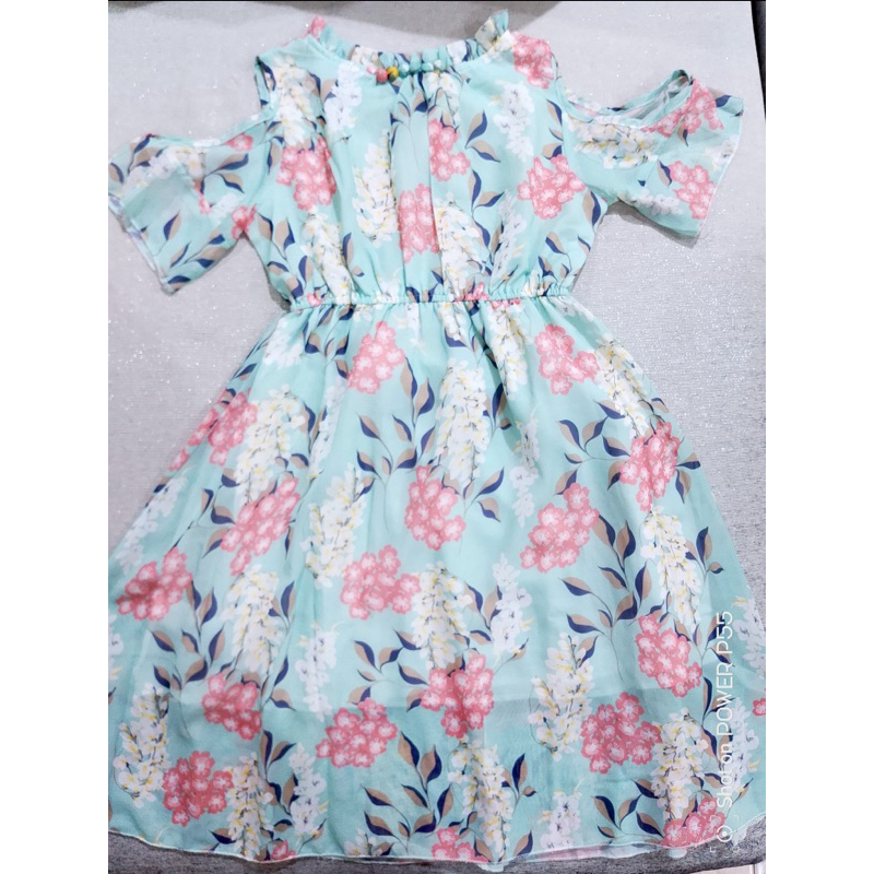 Dress Anak Perempuan Motif Bunga Flower Dress Gamis Lebaran
