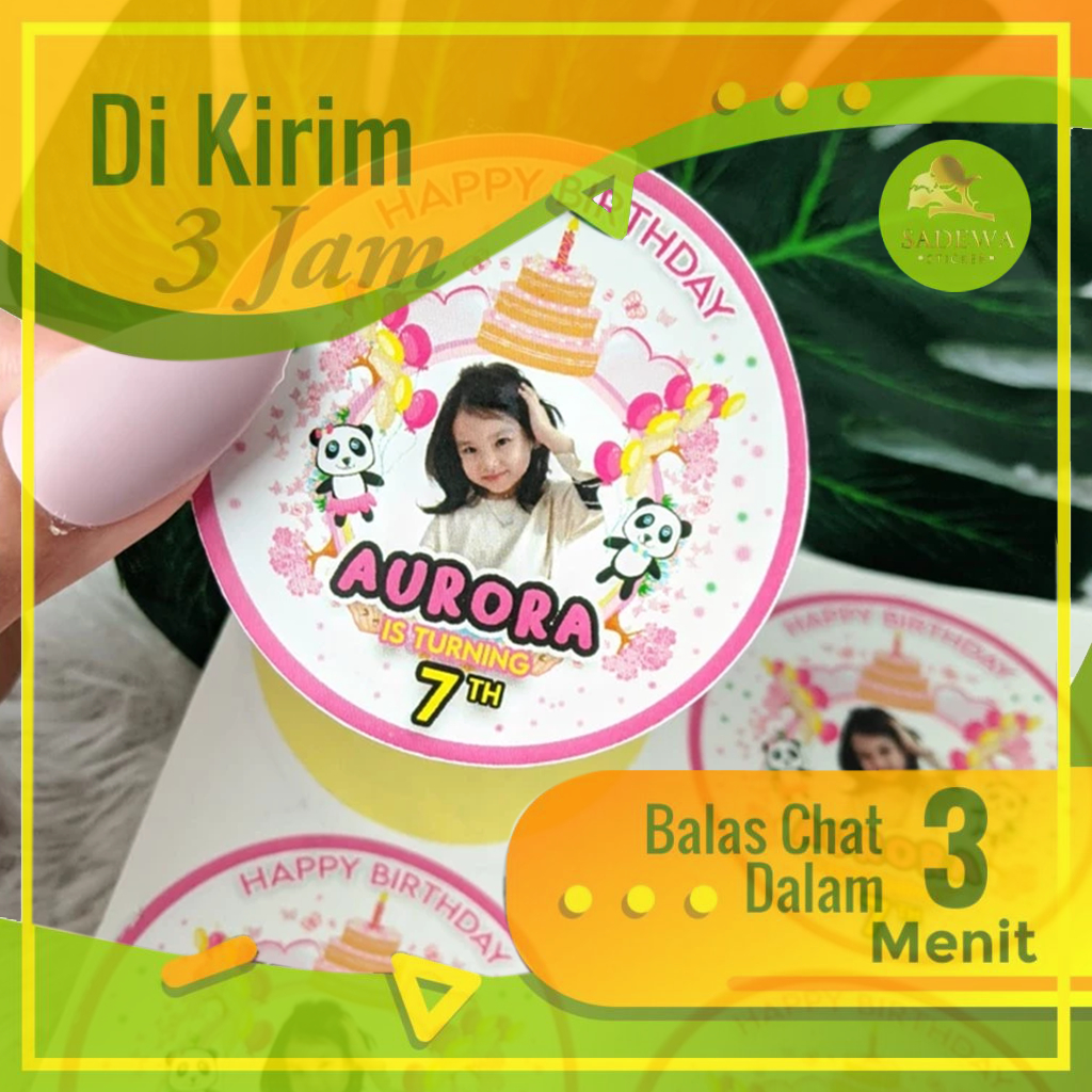 

2-4 Sticker Ulang Tahun Stiker Label Ultah Anak Bulat Stiker Undangan Ulang Taun