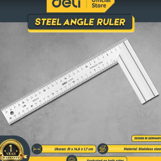 

Serbu Untung Deli Steel Angle RulerPenggaris Siku Tukang 3 cm Stainless Steel DL436 Alat Perkakas